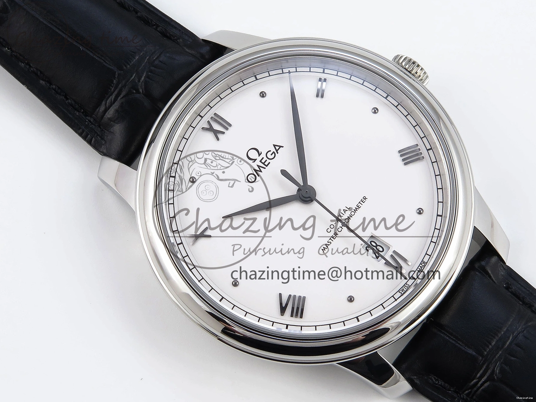 0325 ZipUp De Ville Date SS MKF 1:1 Best Edition White Dial Roman Marker on Black Leather Strap A 7741
